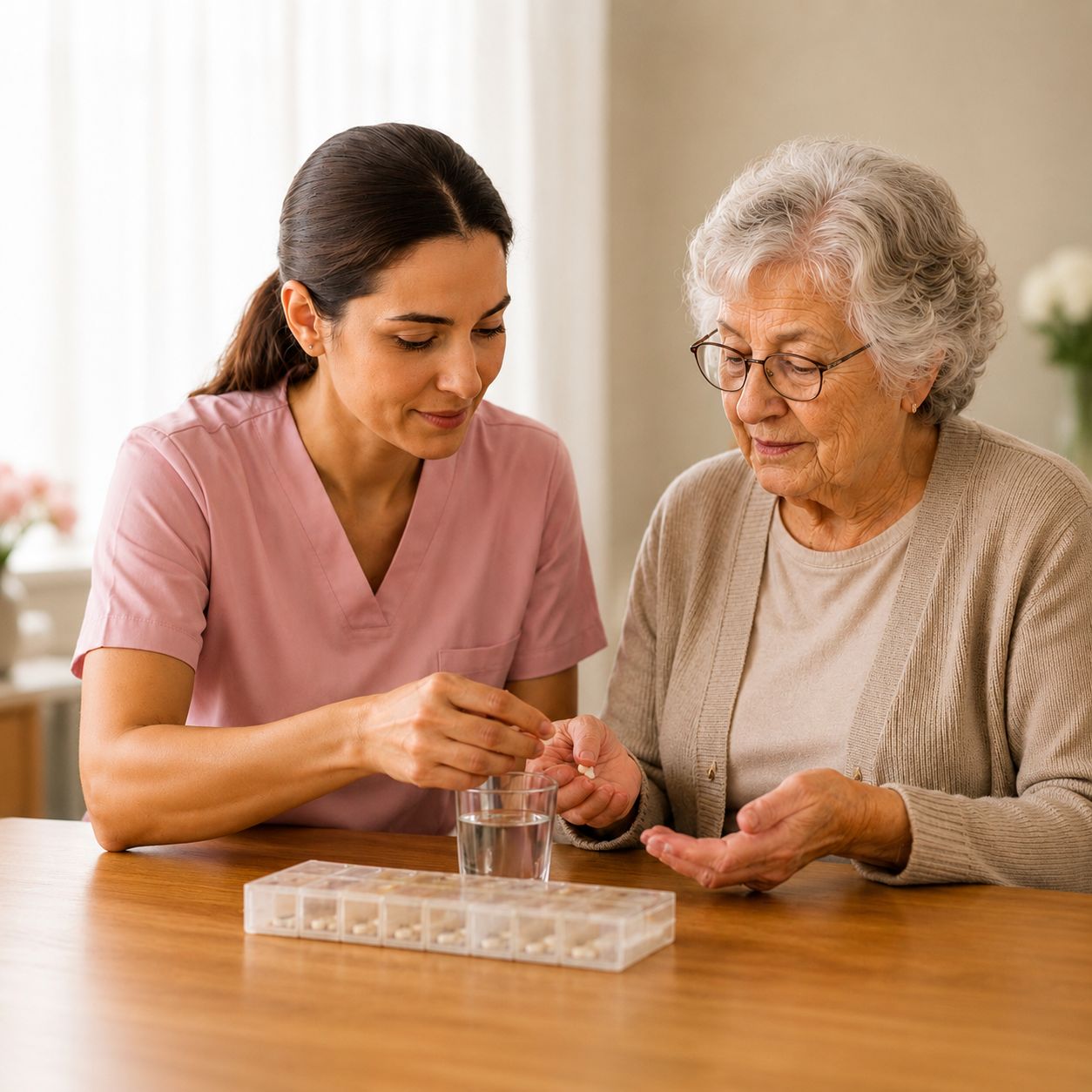 Hulp bij medicatie aan tafel